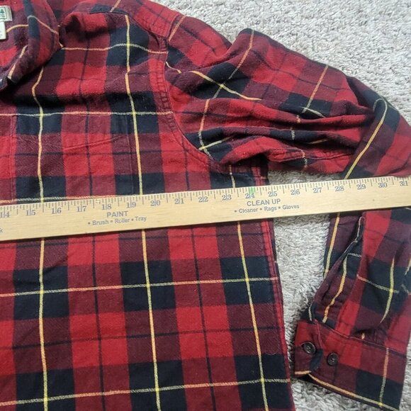 LL Bean Flannel Shirt Mens Large Black Red Button Up Plaid Buffalo Flaw* - Picture 4 of 8